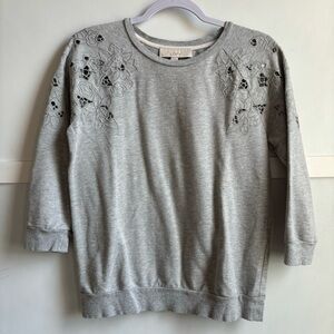 Ann Taylor Loft Gray 3/4 Sleeve Sweatshirt Size S